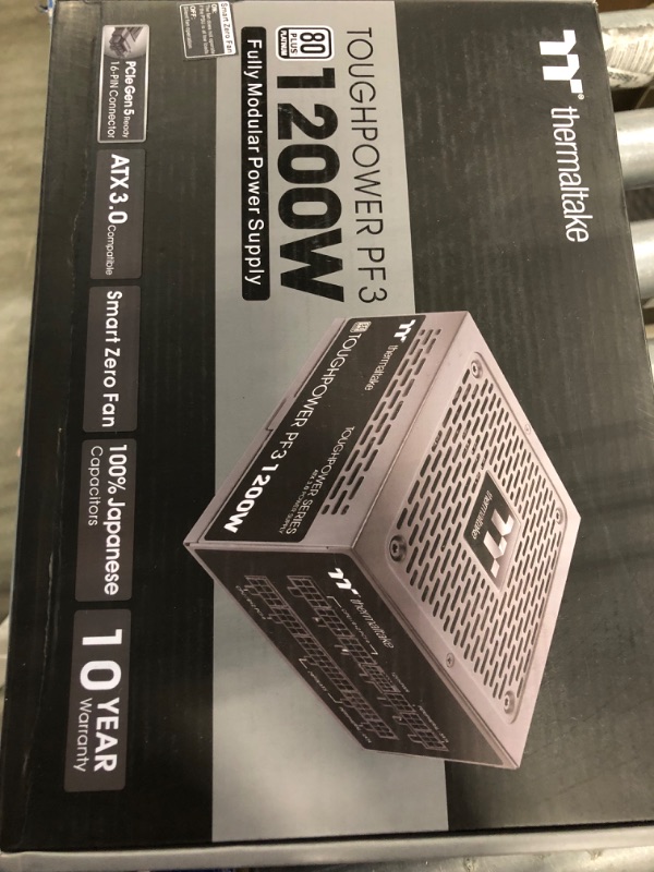 Photo 2 of Thermaltake Toughpower PF3 ATX 3.0 1200W 80+ Platinum Full Modular SLI/Crossfire Ready Power Supply; PCIe 5.0 12VHPWR Connector Included; 10 Year Warranty; PS-TPD-1200FNFAPU-L 1200W Platinum (ATX 3.0) Power