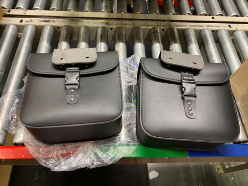 Photo 3 of  2 x PU Leather Motorcycle Saddle Bags Saddlebag Luggage Bag Replacement for Sportster 883 Dyna