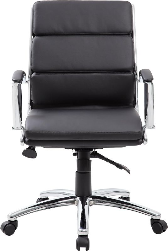 Photo 2 of Boss Office Products Executive Mid Back CaressoftPlus Chair with Metal Chrome Finish in Black