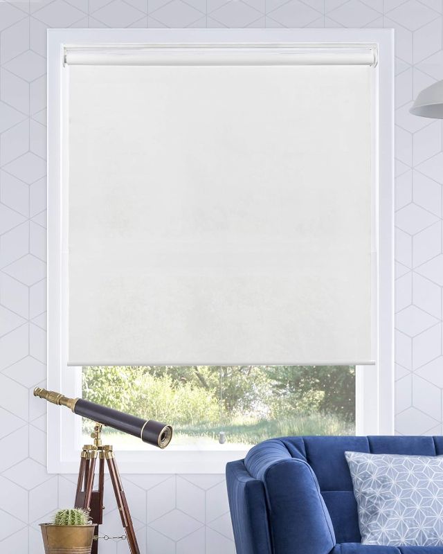 Photo 1 of  Roller Window Shades , Window Blinds , Window Shades for Home , Roller Shades , Window Treatments , Window Blinds Cordless , Door Blinds , Urban White (Light Filtering), 26"W X 72"H
