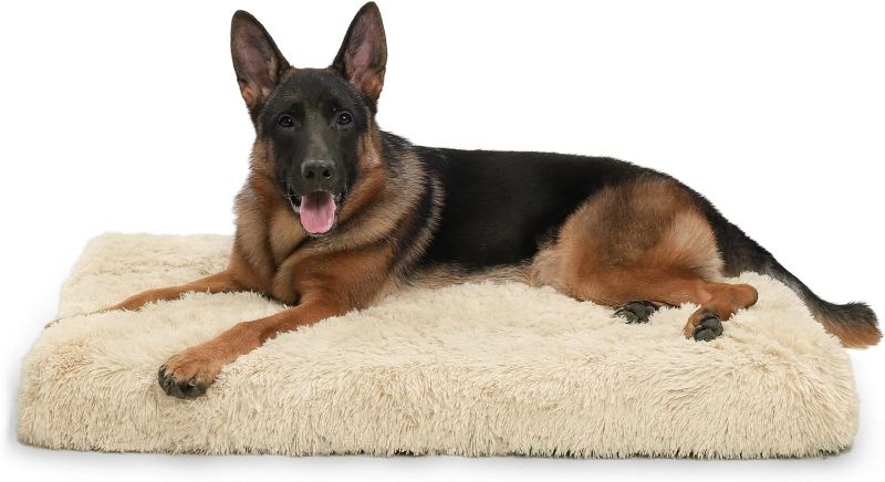 Photo 1 of  Large Dog Bed, Orthopedic Egg Crate Foam Dog Bed with Removable Washable Cover, Waterproof Dog Mattress Nonskid Bottom, Comfy Anti Anxiety Pet Bed Mat, Shag Taupe
