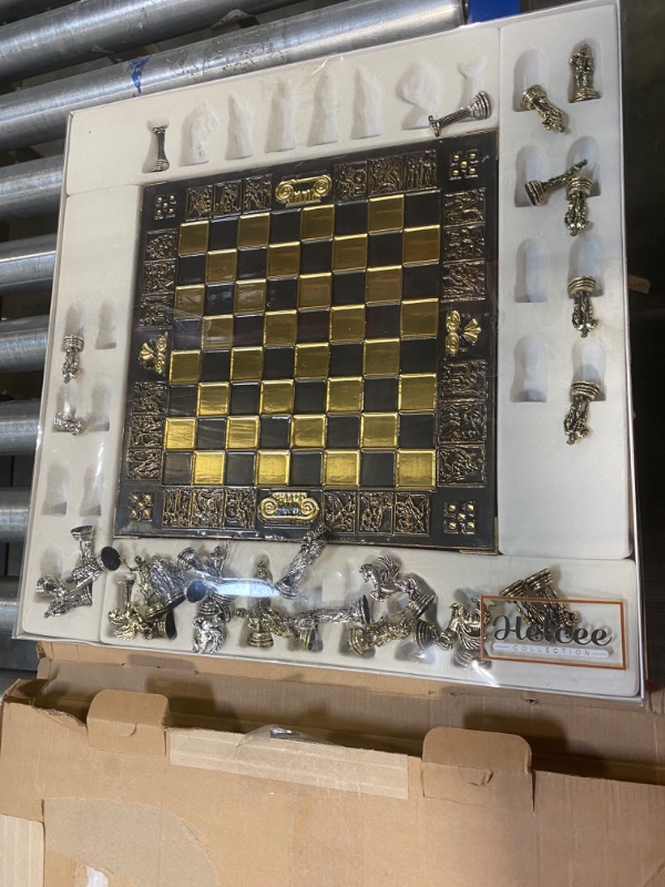 Photo 1 of Handmade Hercules Metal Chess with Elegant Wooden and Metal Board Hercules - Brown