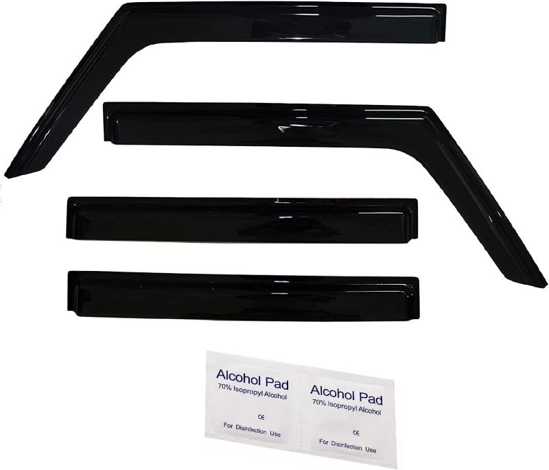 Photo 1 of 2018-2024 Tape-On Side Window Deflector Visors for Jeep Wrangler JL Unlimited 4 Door & for Jeep Gladiator JT 2020-2023 Smoke Tinted Rain Guards
