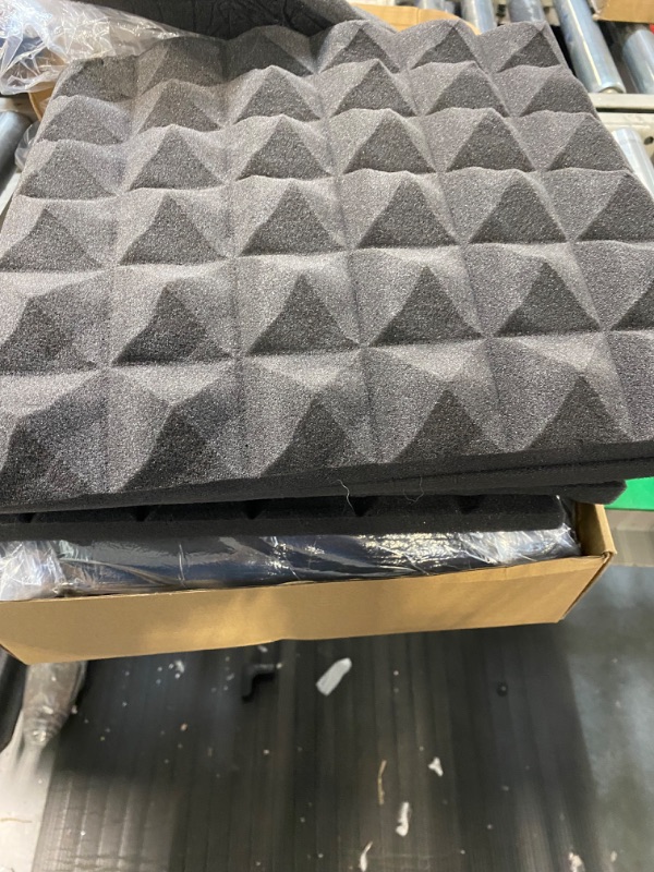 Photo 3 of Acoustic Panels - 12 x 12 x 2 Inches Pyramid Sound Proof Foam Panels High Density Foam Sound Proofing Padding For Wall Studio Foam Fire Resistant Sound Absorbing Foam (36 Pack Black) 12 x 12 x 2 Inches Black - 36 Pack Pyramid Panels