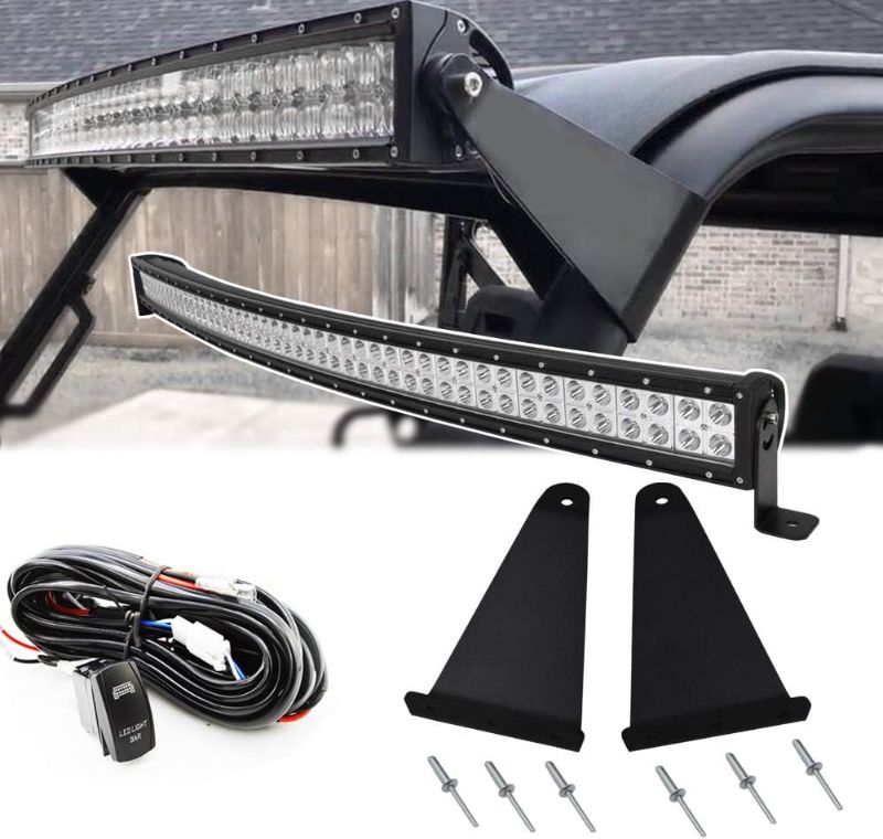 Photo 1 of 50 inch 288W LED Curved Light Bar Spot/Flood Combo Beam & Upper Roof Windshield Pro-fit Cage Mounting Brackets w/Wiring Kit Compatible with Polaris Ranger 570 900 1000 XP Full-Size
