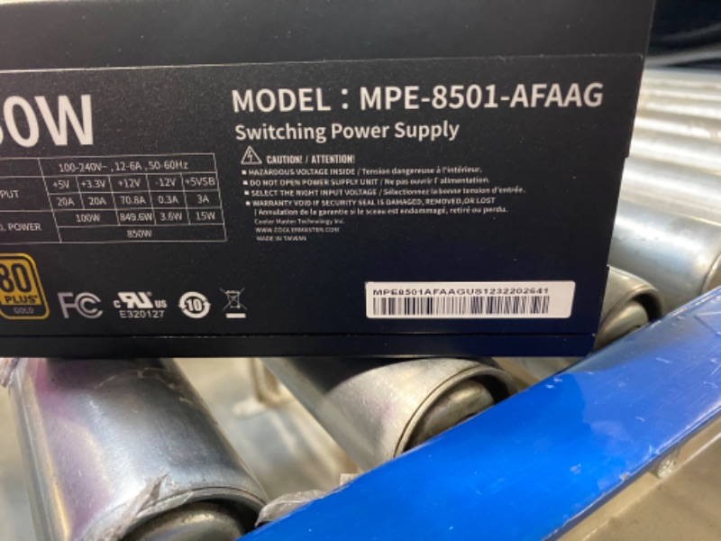 Photo 1 of Cooler Master MWE Gold 850 V2 Full Modular, 850W, 80+ Gold Efficiency, 2 EPS Connectors, 120mm HDB Fan, Semi-fanless Operation, 5 Year Warranty