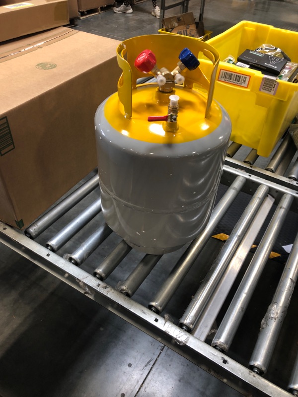 Photo 3 of Refrigerant Recovery Tank 50LB with 1/4 SAE Y-Valve Reusable Cylinder Tank Without Float Switch Gray Yellow for R134A/R410A/R22