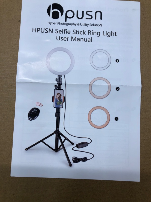 Photo 2 of HPUSN Ring Light Tripod:Selfie Ring Light Phone Holder with Dimmable Led Ring Light for YouTube/Live Stream/Makeup/Vlog/TikTok Compatible with Smartphone