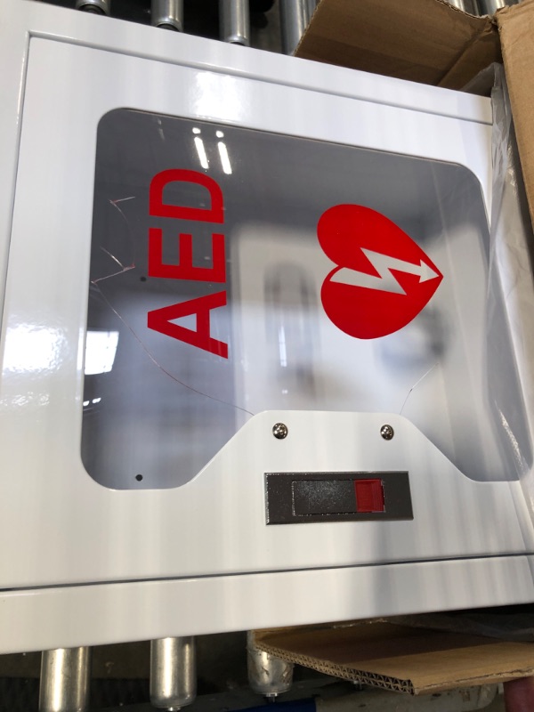 Photo 3 of Wensha AED Defibrillator Wall Mounted Cabinet, Steel Storage Cabinet with Alarm and Light, AED Cabinet fits All Brands Cardiac Science, Zoll, AED Defibrillator, Physio-Control, 14.2 x 7.8 x 15.7 Inch Square Corner