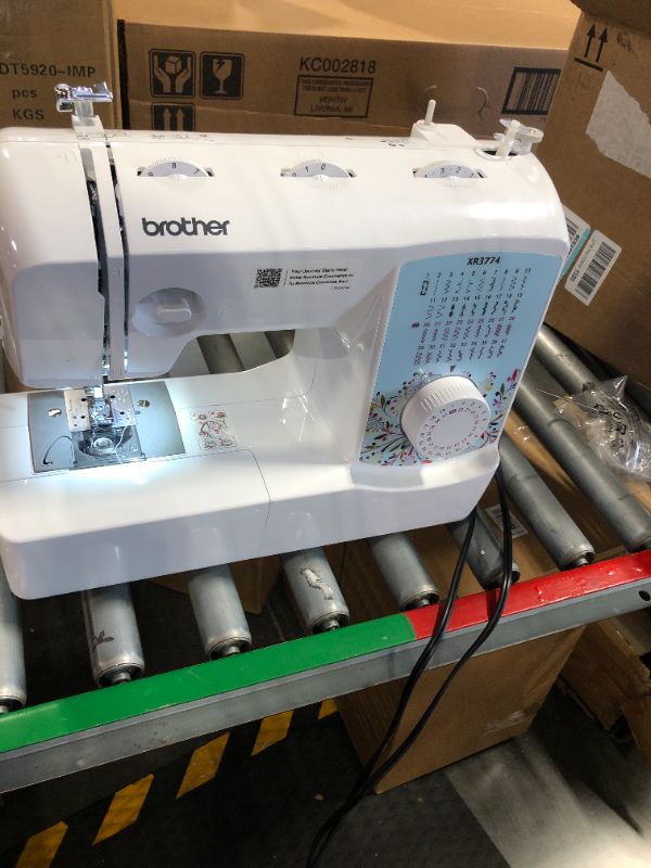 Photo 3 of Brother Sewing and Quilting Machine, XR3774, 37 Built-in Stitches, Wide Table, 8 Included Sewing Feet & Sewing and Embroidery Bobbins 10-Pack, SA156,Clear