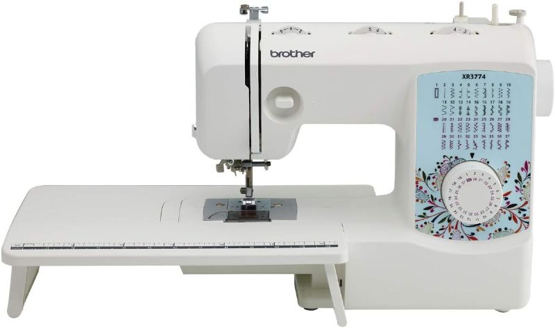 Photo 1 of Brother Sewing and Quilting Machine, XR3774, 37 Built-in Stitches, Wide Table, 8 Included Sewing Feet & Sewing and Embroidery Bobbins 10-Pack, SA156,Clear