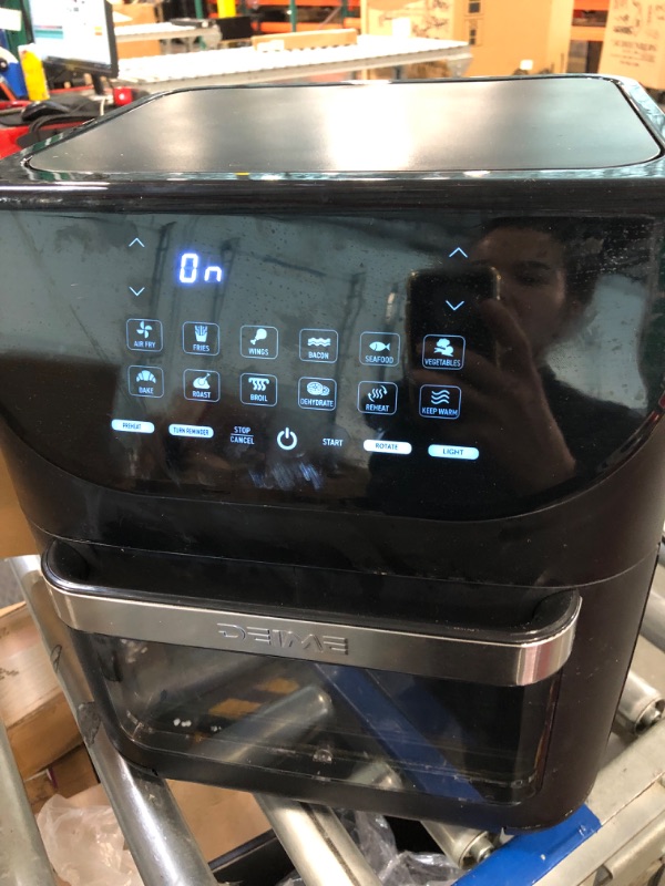 Photo 1 of Air Fryer 12 QT 1700W Large Capacity Oilless Hot Air Fryers Oven Healthy Cooker with 10 Presets, Visible Cooking Window, LCD Touch Screen, 6 Dishwasher Safe Accessories Included Recipe Black
