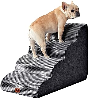 Photo 1 of EHEYCIGA Curved Dog Stairs for High Beds, 4-Step Dog Steps for Small Dogs and Cats, Pet Stairs for High Bed Climbing, Non-Slip Balanced Pet Step Indoor, Grey