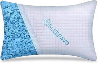 Photo 1 of Adjustable Shredded Memory Foam Pillow Queen Size - Soft or Firm Rayon Derived from Bamboo Pillow for Side Sleeper, Stomach & Back - Cold Cooling Gel Bed Pillow for Sleeping Premium Comfortable Pillow