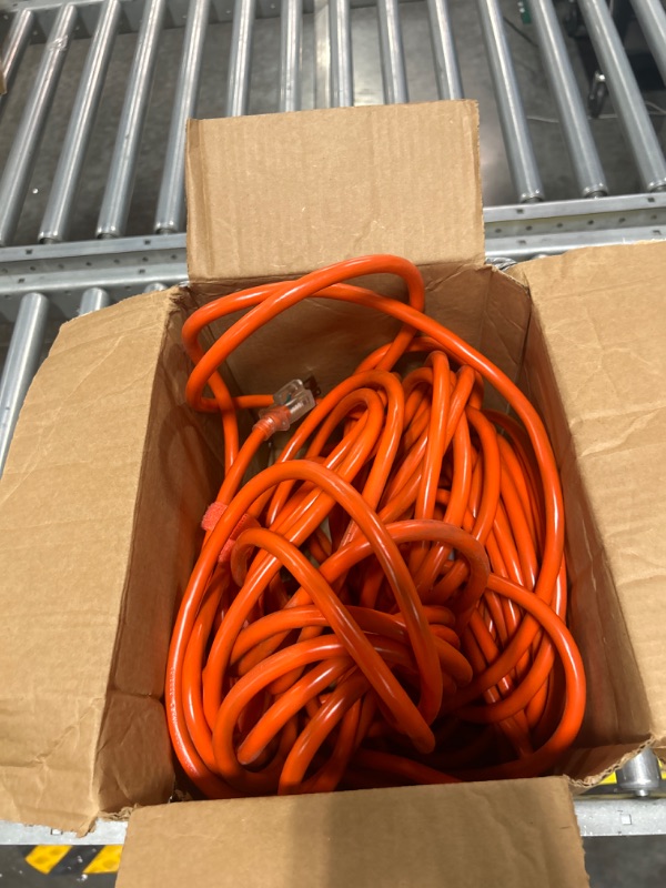 Photo 3 of 12/3 Gauge Heavy Duty Outdoor Extension Cord 50 ft Waterproof with Lighted end, Flexible Cold-Resistant 3 Prong Electric Cord Outside, 15Amp 1875W 12AWG SJTW, Orange, ETL HUANCHAIN Orange 50 foot