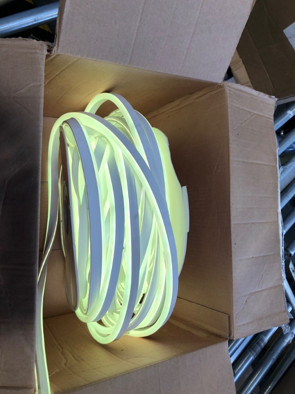 Photo 1 of Brillihood LED Neon Strip Lights, 50ft Flexible Rope Light, Warm 3000K, 120V, IP67 Waterproof, Connectable Neon Lighting with Dimmer for Indoor Outdoor Commercial Building Decoration Warm White