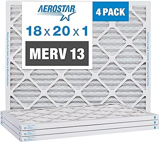 Photo 1 of Aerostar 18x20x1 MERV 13 Pleated Air Filter, AC Furnace Air Filter, 4 Pack (Actual Size: 17 1/2" x 19 1/2" x 3/4")
Visit the Aerostar Store