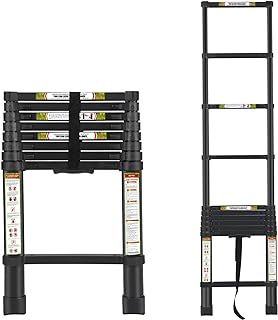 Photo 1 of Telescopic Ladder, 8.5FT RIKADE Aluminum Telescoping Ladder with Non-Slip Feet, Portable Extension Ladder for Household and Outdoor Working,330lb Capacity Black