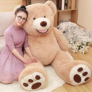 Photo 1 of DOLDOA Big Teddy Bear Stuffed Animals with Footprints Plush Toy for Girlfriend 51 inches, Light Brown