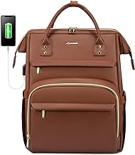 Photo 1 of LOVEVOOK Leather Laptop Backpack for Women 17 inch,Travel Backpack Purse Nurse Teacher Backpack Computer Laptop Bag,Professional College Business Work Bags Carry On Backpack with USB Port,Brown