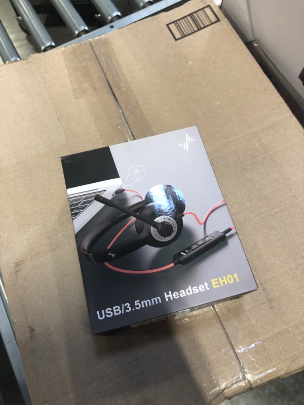Photo 2 of USB Headset with Mic for PC, Over-Ear Computer Laptop Headphones with Noise Cancelling Microphone in-line Control for Home Office Online Class Skype Zoom