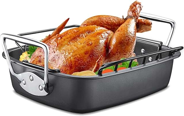Photo 1 of  Turkey Roasting Pan with Rack, 17 x 13 Inch Large Chicken Roaster Pan for Oven, Suitable for 25lb Turkey, Heavy Duty