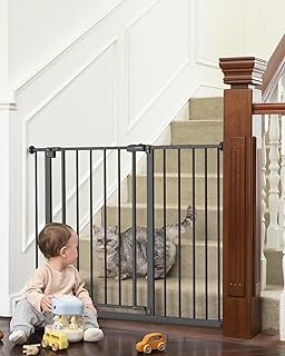 Photo 1 of InnoTruth 28.9-42.1" Wide Baby Gate for Stairs & Doorways, 30" Tall Pressure Mounted Dog Gates Indoor Expandable One-Hand Open, Easy Step Walk Through Dual Lock Metal Safety Pet Gates for Dogs, 