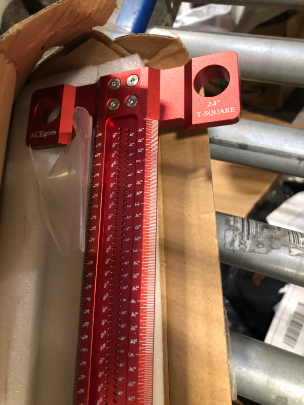 Photo 3 of ACEgoes Woodworking Scriber T-Square Ruler 24in, Architect Ruler for Carpenter Work, Layout and Measuring Tools TS-24in