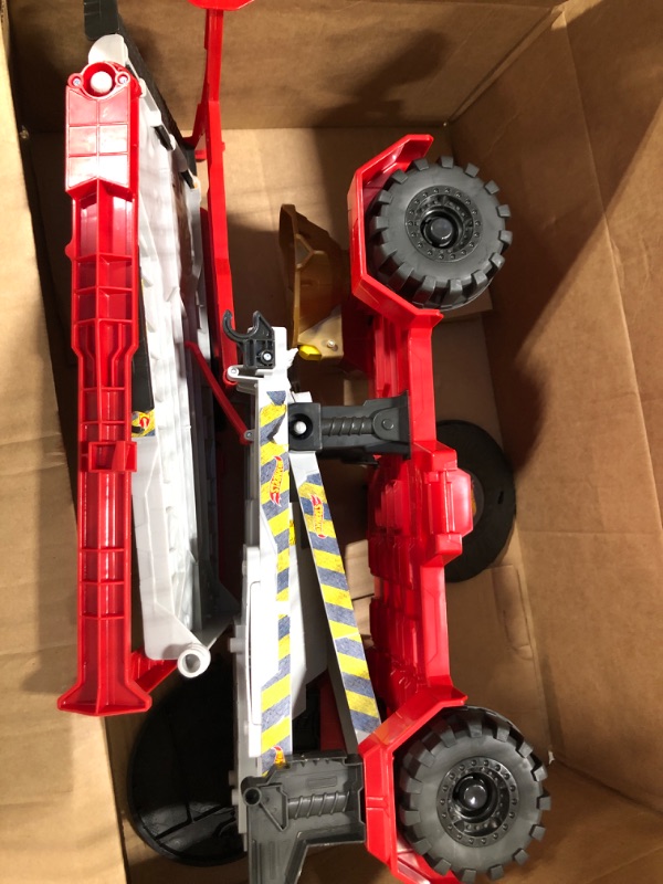 Photo 3 of ??Hot Wheels Monster Trucks, Transporter and Racetrack, Includes 1:64 Scale Bone Shaker Monster Truck and 1:64 Die-Cast Toy Car??? Race & Go Playset