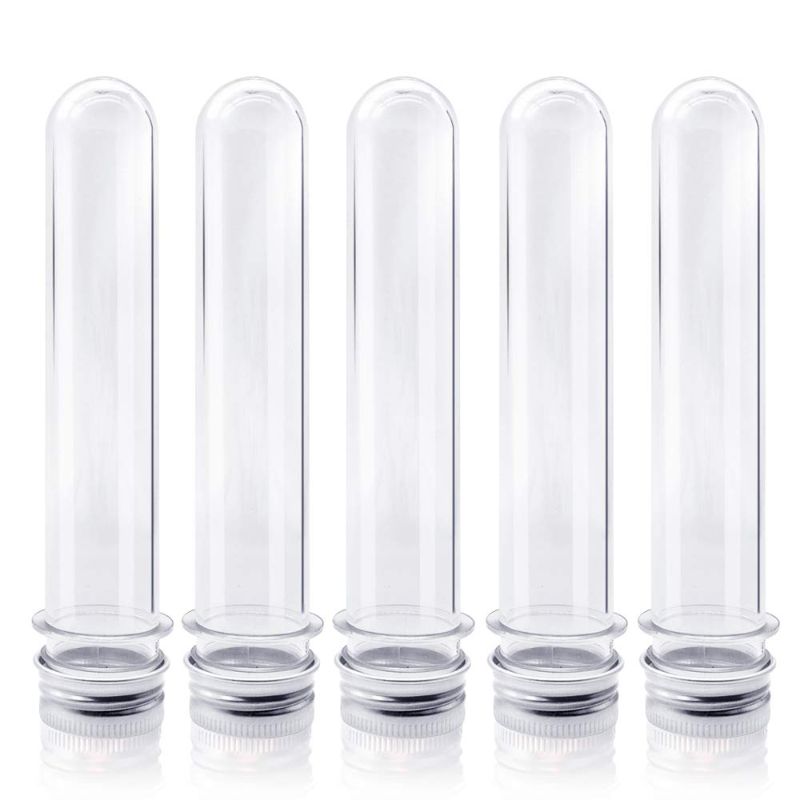 Photo 1 of 45ml Clear Plastic Test Tubes, 25x140mm Tube for Sample, for Scientific Experiments, Party, Decorate The House, Candy Storage, 5 Pcs.