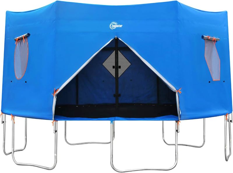 Photo 1 of 12FT Trampoline Tent, Fits for 6 Straight Pole Round Trampoline, Trampoline Tent Cover (Tent Only) Blue