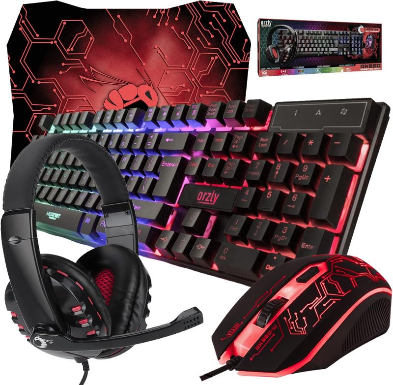 Photo 1 of Gaming Keyboard and Mouse and Mouse pad and Gaming Headset, Wired LED RGB Backlight 