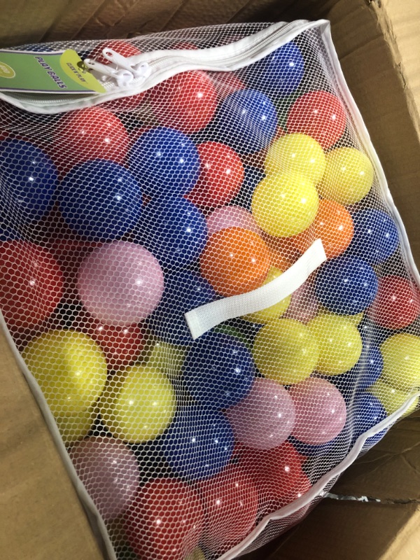 Photo 3 of Click N' Play Phthalate Free BPA Free Crush Proof Plastic Ball Pit Balls in Reusable and Durable Storage Mesh Bag with Zipper 400 Pack
