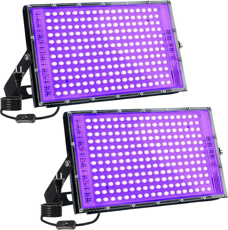Photo 1 of 2 Pack 150W LED Blacklight, MEEKBOS UV Black Lights for Glow Party, IP65 Waterproof Outdoor UV Floodlight for Black Light Party,Body Painting,Fluorescent Painting,Birthday Parties,Neon