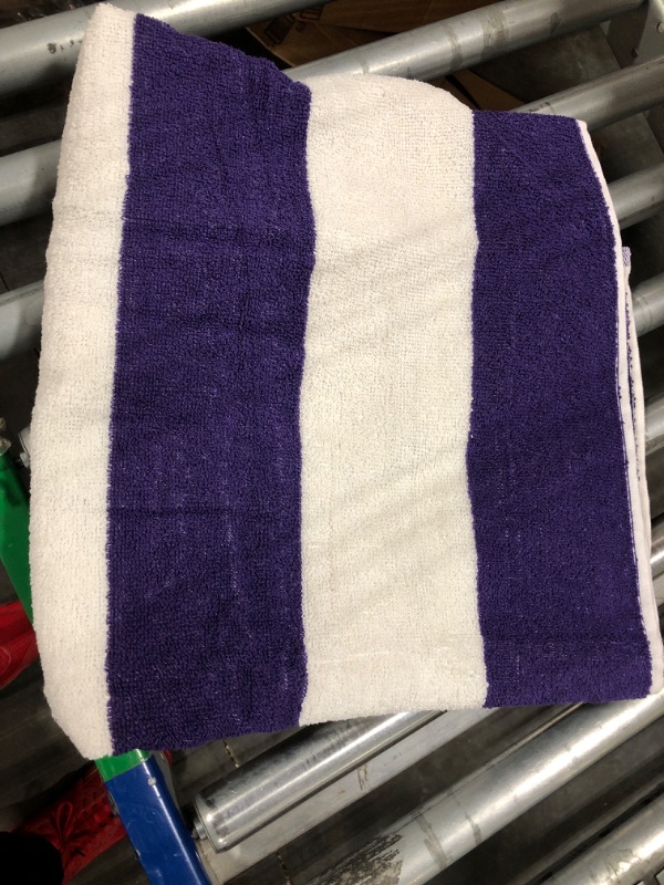 Photo 2 of 3dRose Dark Purple and White Stripes - Towels (twl-24694-2) 22x30 Bath Hand Pool Towel