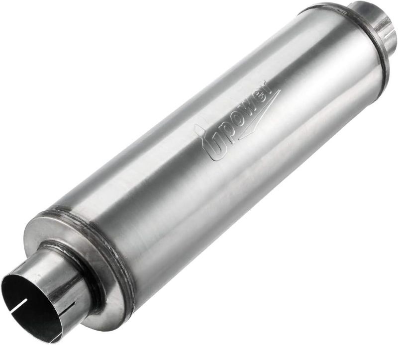 Photo 1 of Upower 4" Inlet Diesel Exhaust Muffler 7" x 24" Body 30" Whole Length XS2772 - Straight Through Stainless Steel Welded On Resonator Muffler **not exact picture*