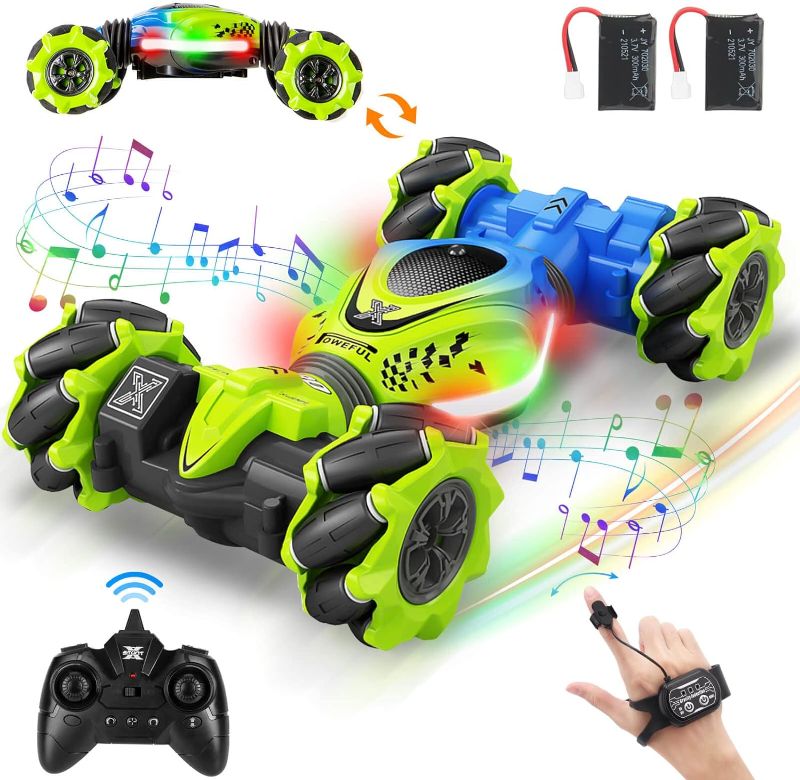 Photo 1 of Fosgoit Gesture RC Car, 2.4GHz 4WD Gesture Sensing RC Stunt Car Toys for 6-12 yr Boys Girls, Drift Hand Controlled Remote Control Twist Cars Offroad 360° Rotation with Lights Music for Birthday Gifts