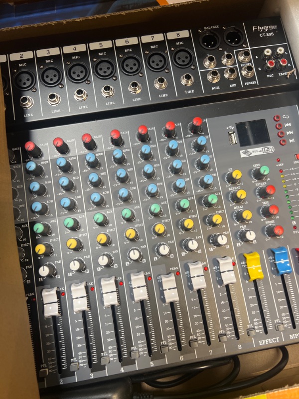 Photo 1 of 8 Channel Audio Mixer Professional DJ Mixer Sound Board Reverb Delay Effect USB Audio Interface 48V Phantom Power Bluetooth DJ Studio Streaming for Recording Podcasting CT-80S