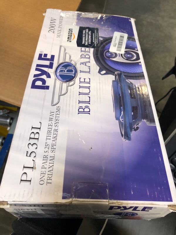 Photo 3 of Pyle 5.25” Car Sound Speaker (Pair) - Upgraded Blue Poly Injection Cone 3-Way 200 Watt Peak w/Non-fatiguing Butyl Rubber Surround 100-20Khz Frequency Response 4 Ohm & 1" ASV Voice Coil - Pyle PL53BL