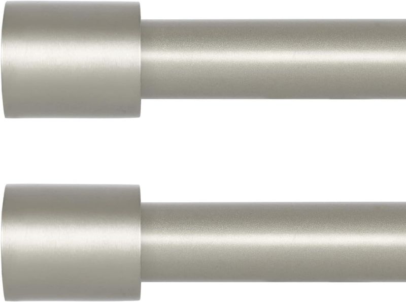 Photo 1 of 2 Pack Silver Curtain Rods for Windows 66 to 144 Inch,1 Inch Diameter Heavy Duty Curtain Rods,Cylindrical End Cap Curtain Rod,Modern Adjustable Drapery Rods,Window Curtains Rod 66-144",Antique Silver 66-144"&2 pack Antique Silver