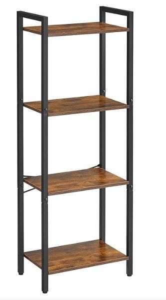 Photo 1 of ***ALREADY BUILT*** VASAGLE Bookcase, 4 Tier Bookcase, Ladder Shelf, Storage Rack with Steel Frame, 40 x 24 x 107 cm, for Living Room, Office, Study Hall, Industrial Style, Rustic Brown and Black LLS099B01
