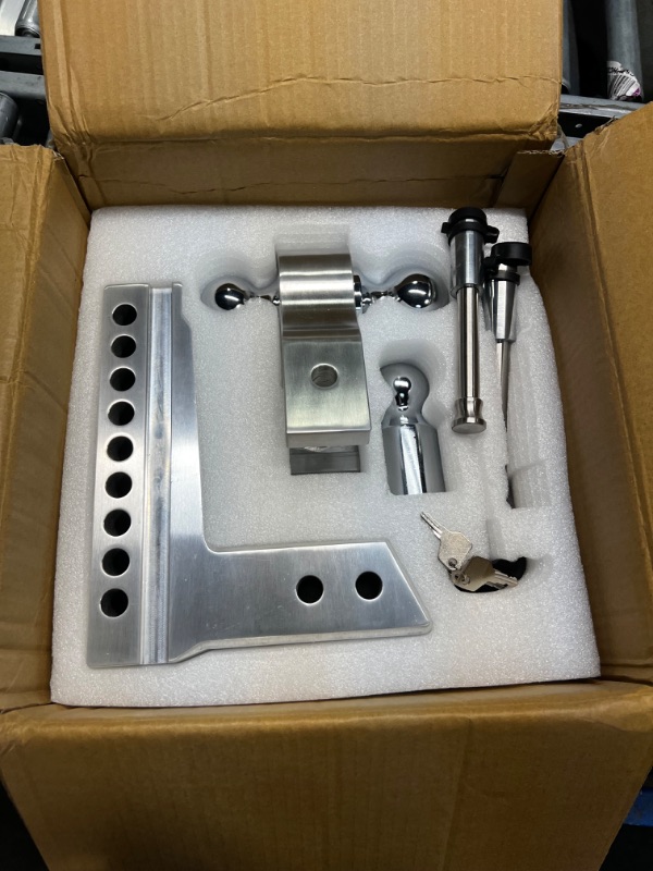 Photo 4 of YIZBAP Adjustable Trailer Hitch, Fits 2.5" Receiver, 8" Drop/Rise Heavy Duty Aluminum Drop Hitch, Tow Hitch, 18500 LBS GTW, Tri-Ball (1-7/8" x 2" x 2-5/16") with Dual Pin Key Locks and a Wrench 8 inch Drop
