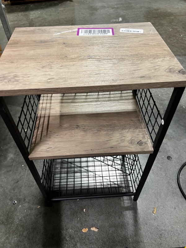 Photo 2 of ***WOBBLY***& ALREADY BUILT***  X-cosrack End Table,Industrial Retro Side Table Nightstand Storage Shelf for Living Room Bedroom Kitchen Family and Office,Stable Wood and Metal Frame, Patent Pending(Greige & Black) 