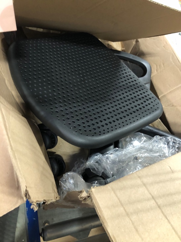 Photo 3 of Black Armless Office Chair Breathable Mesh Covering Silent Swiveling Casters Low Back Support for Computer Tasks
