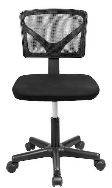 Photo 1 of Black Armless Office Chair Breathable Mesh Covering Silent Swiveling Casters Low Back Support for Computer Tasks