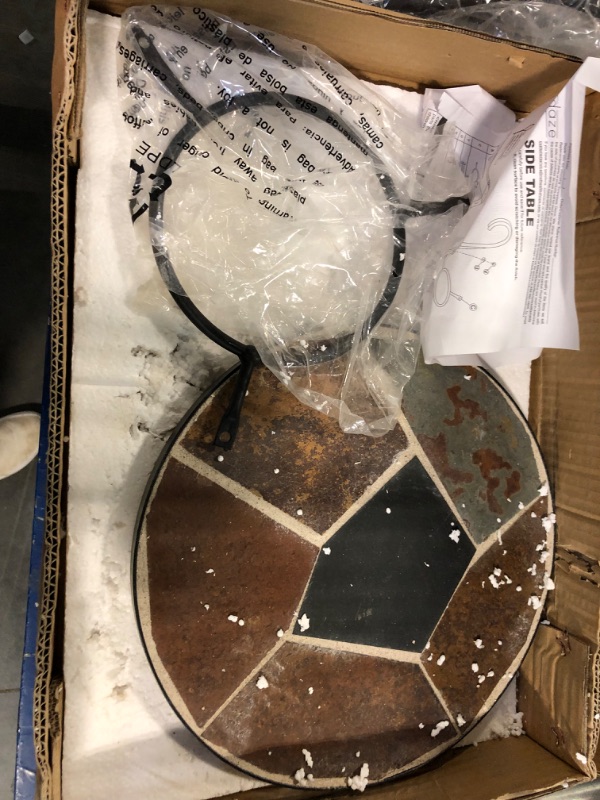 Photo 1 of Sunnydaze 12-Inch Indoor or Outdoor Plant Stand - Steel Frame - Slate Tile