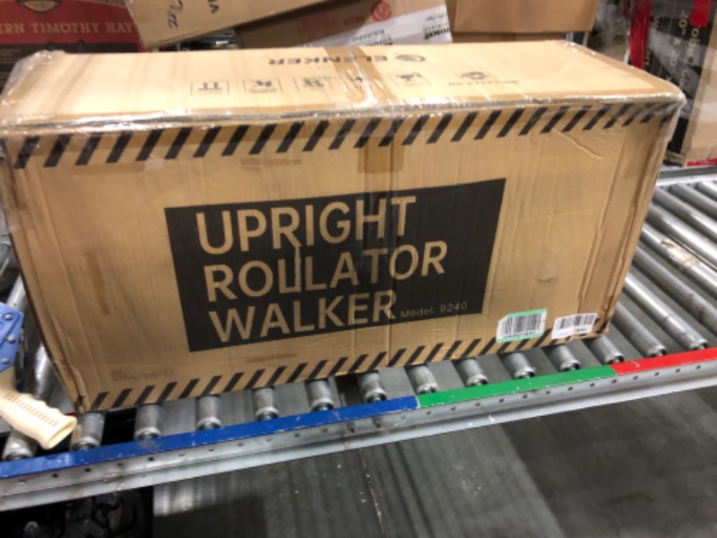 Photo 2 of ELENKER All-Terrain Upright Rollator Walker, Stand up Rolling Walker with Seat, 12” Non-Pneumatic Tire Wheels, Compact Folding Design for Seniors, Champagne