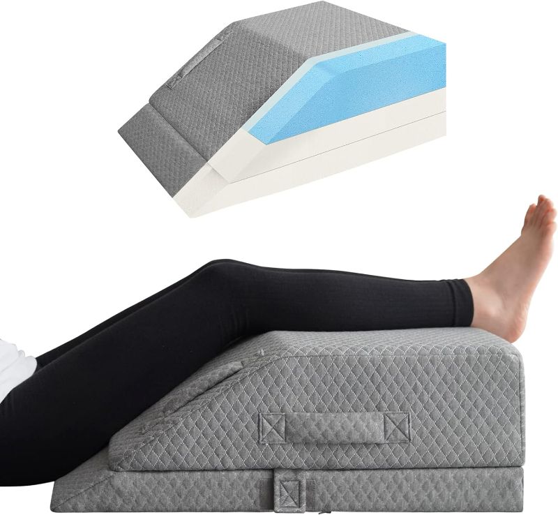 Photo 1 of Adjustable Leg Elevation Pillows for Swelling, Cooling Gel Memory Foam Wedge Pillows for After Surgery, Sciatica Back Knee Hip Ankles Pain Relief, Leg Pillows for Sleeping Blood Circulation