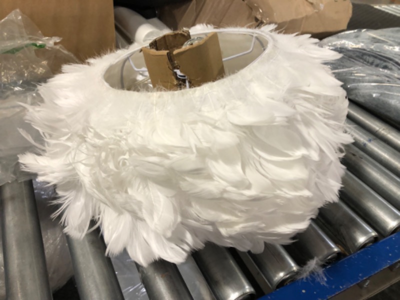 Photo 1 of Aeyee Adorable Feather Chandelier, Decorative White Pendant Light Fixture, Soft Look Girls Bedroom Hanging Lamp (15.7")