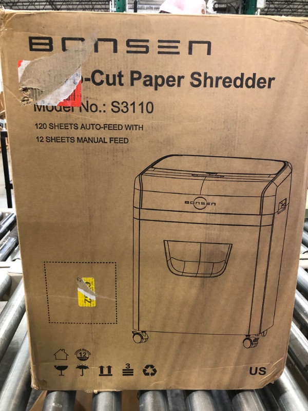 Photo 2 of BONSEN 100-Sheet Auto Feed Paper Shredder High Security Micro Cut Shredders for Home Office Use/ 30 Minutes/ Security Level P-4,6-Gallon Bin (S3110) 100-Sheet Autofeed